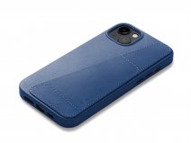 Mujjo Full Leather Wallet Case Blue - iPhone 14 Plus Hoesje Leer