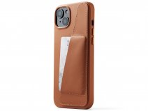 Mujjo Full Leather Wallet Case Tan - iPhone 14 Plus/15 Plus Hoesje Leer