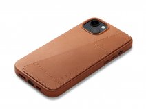 Mujjo Full Leather Wallet Case Tan - iPhone 14 Plus/15 Plus Hoesje Leer