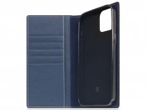 SLG Design D6 Leather Diary Case Blauw - iPhone 14 Plus hoesje Leer