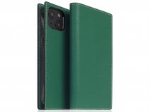 SLG Design D6 Leather Diary Case Groen - iPhone 14 Plus hoesje Leer