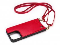 CaseMania Crossbody Card Case met Koord - iPhone 14 Pro Hoesje Rood