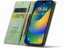 CaseMania Vintage Slim Bookcase Lichtgroen - iPhone 14 Pro hoesje