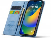 CaseMania Vintage Slim Bookcase Lichtblauw - iPhone 14 Pro hoesje