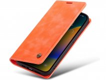 CaseMania Vintage Slim Bookcase Oranje - iPhone 14 Pro hoesje