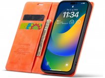 CaseMania Vintage Slim Bookcase Oranje - iPhone 14 Pro hoesje