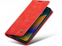 CaseMania Vintage Slim Bookcase Rood - iPhone 14 Pro hoesje