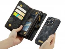 CaseMe 2in1 Wallet Case met Ritsvak Zwart - iPhone 14 Pro Hoesje