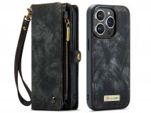 CaseMe 2in1 Wallet Case met Ritsvak Zwart - iPhone 14 Pro Hoesje