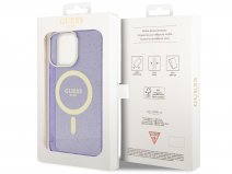 Guess Glitter MagSafe TPU Case Paars - iPhone 14 Pro hoesje