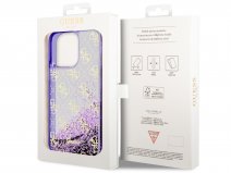 Guess Monogram Liquid Glitter Case Paars - iPhone 14 Pro hoesje