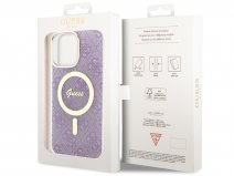 Guess Monogram MagSafe TPU Case Paars - iPhone 14 Pro hoesje