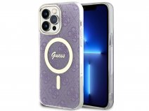 Guess Monogram MagSafe TPU Case Paars - iPhone 14 Pro hoesje