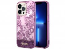 Guess Porcelain TPU Case Paars - iPhone 14 Pro hoesje