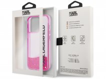 Karl Lagerfeld Liquid Glitter Case Roze - iPhone 14 Pro hoesje