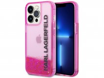 Karl Lagerfeld Liquid Glitter Case Roze - iPhone 14 Pro hoesje