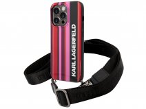 Karl Lagerfeld Striped Case met Koord - iPhone 14 Pro hoesje