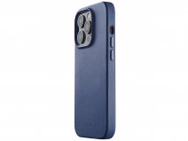 Mujjo Full Leather Case MagSafe Blue - iPhone 14 Pro Hoesje Leer