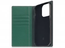 SLG Design D6 Leather Diary Case Groen - iPhone 14 Pro hoesje Leer