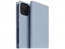 SLG Design D8 Folio Leer Powder Blue - iPhone 14 Pro hoesje