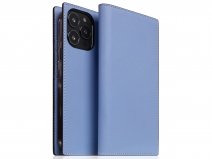 SLG Design D9 Chevere Chagrin Leer Blauw - iPhone 14 Pro hoesje