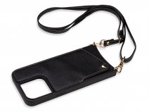 CaseMania Crossbody Card Case met Koord - iPhone 14 Pro Max Hoesje Zwart
