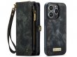 CaseMe 2in1 Wallet Case met Ritsvak Zwart - iPhone 14 Pro Max Hoesje