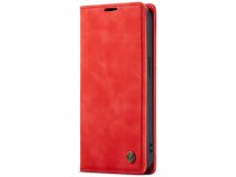 CaseMania Vintage Slim Bookcase Rood - iPhone 14 Pro Max hoesje