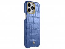 Gatti Classica Alligator Case Blue Gibilterra/Gold - iPhone 14 Pro Max hoesje