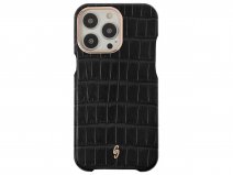 Gatti Classica Alligator Case Intense Matt Black/Rose Gold - iPhone 14 Pro Max hoesje