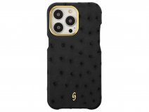 Gatti Classica Ostrich Case iPhone 14 Pro Max hoesje - Black Matt/Gold