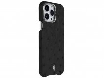 Gatti Classica Ostrich Case iPhone 14 Pro Max hoesje - Black Matt/Steel