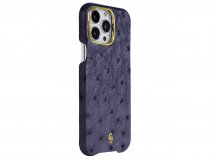 Gatti Classica Ostrich Case iPhone 14 Pro Max hoesje - Blue Gibilterra/Gold