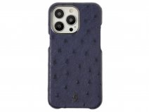 Gatti Classica Ostrich Case iPhone 14 Pro Max hoesje - Blue Gibilterra/Gunmetal