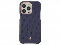 Gatti Classica Ostrich Case Blue Gibilterra/Rose Gold - iPhone 14 Pro Max hoesje