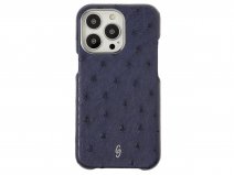Gatti Classica Ostrich Case Blue Gibilterra/Steel - iPhone 14 Pro Max hoesje