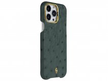 Gatti Classica Ostrich Case iPhone 14 Pro Max hoesje - Dark Green Matt/Gold