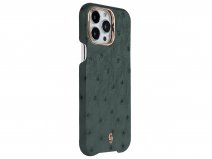 Gatti Classica Ostrich Case iPhone 14 Pro Max hoesje - Dark Green Matt/Rose Gold