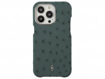 Gatti Classica Ostrich Case iPhone 14 Pro Max hoesje - Dark Green Matt/Steel