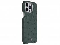 Gatti Classica Ostrich Case Dark Green Matt/Steel - iPhone 14 Pro Max hoesje