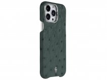 Gatti Classica Ostrich Case iPhone 14 Pro Max hoesje - Dark Green Matt/Steel