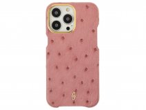 Gatti Classica Ostrich Case iPhone 14 Pro Max hoesje - Queen Pink/Gold