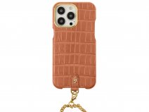 Gatti Pendaglio Alligator Case Orange Ermes/Gold - iPhone 14 Pro Max hoesje