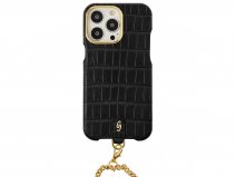 Gatti Pendaglio Alligator Case Intense Matt Black/Gold - iPhone 14 Pro Max hoesje