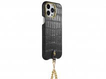 Gatti Pendaglio Alligator Case Intense Matt Black/Gold - iPhone 14 Pro Max hoesje