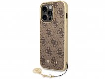 Guess 4G Monogram Charm Case Bruin - iPhone 14 Pro Max hoesje