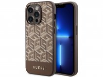 Guess G-Cube MagSafe Case Bruin - iPhone 14 Pro Max hoesje