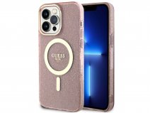 Guess Glitter MagSafe TPU Case Roze - iPhone 14 Pro Max hoesje