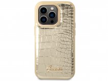 Guess Glossy Croco Case Goud - iPhone 14 Pro Max hoesje