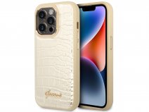 Guess Glossy Croco Case Goud - iPhone 14 Pro Max hoesje